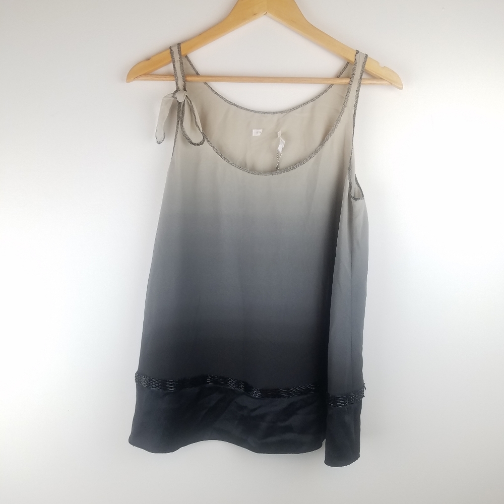PAULE KA Silk Beaded Blouse with Tie-Neck Size 40